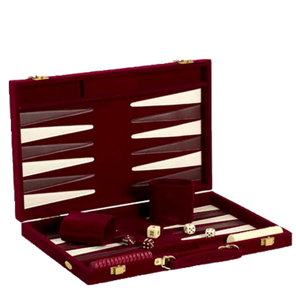 Backgammon 18" Burgundy Velvet