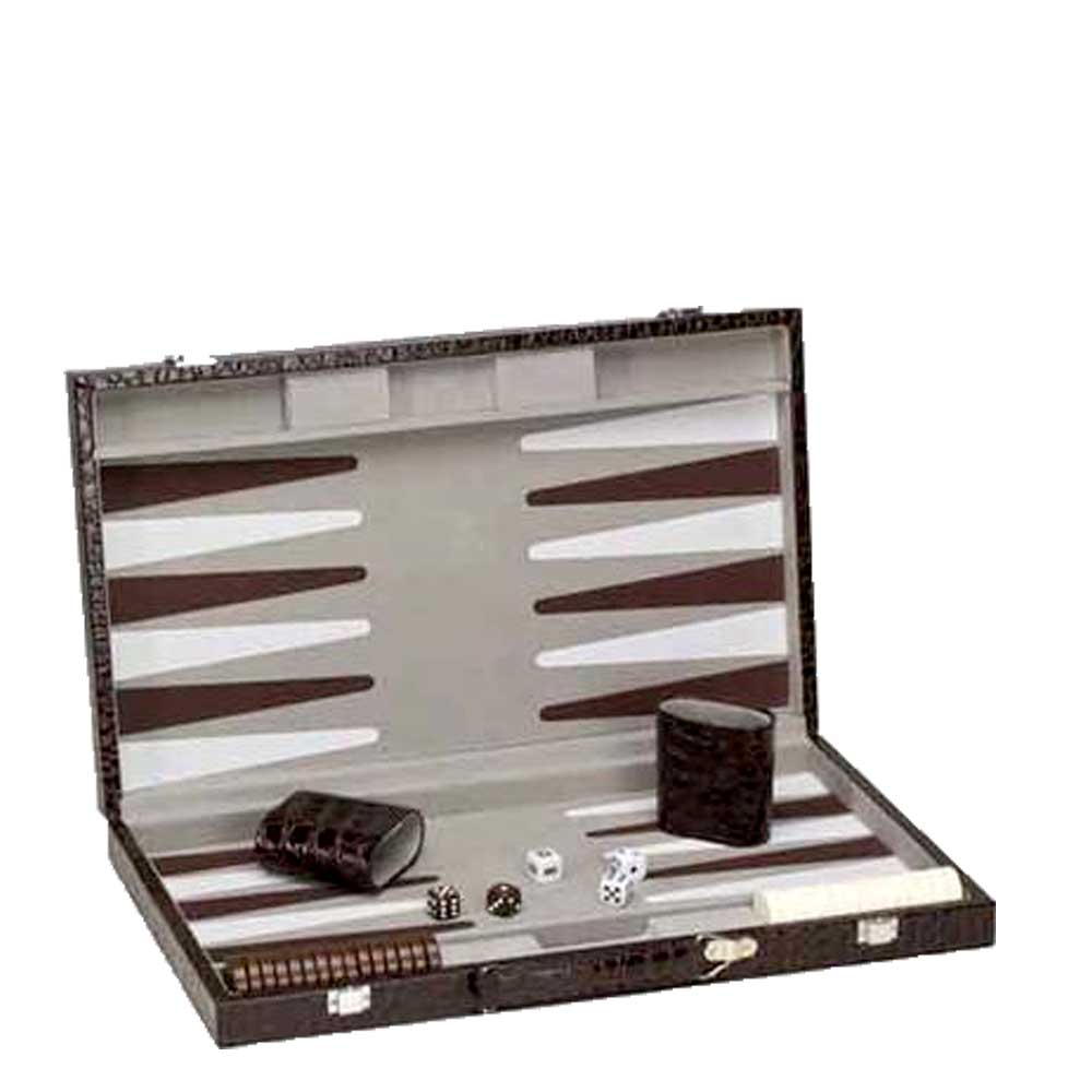 18 Inch Deluxe Backgammon Alligator Texture G8Central