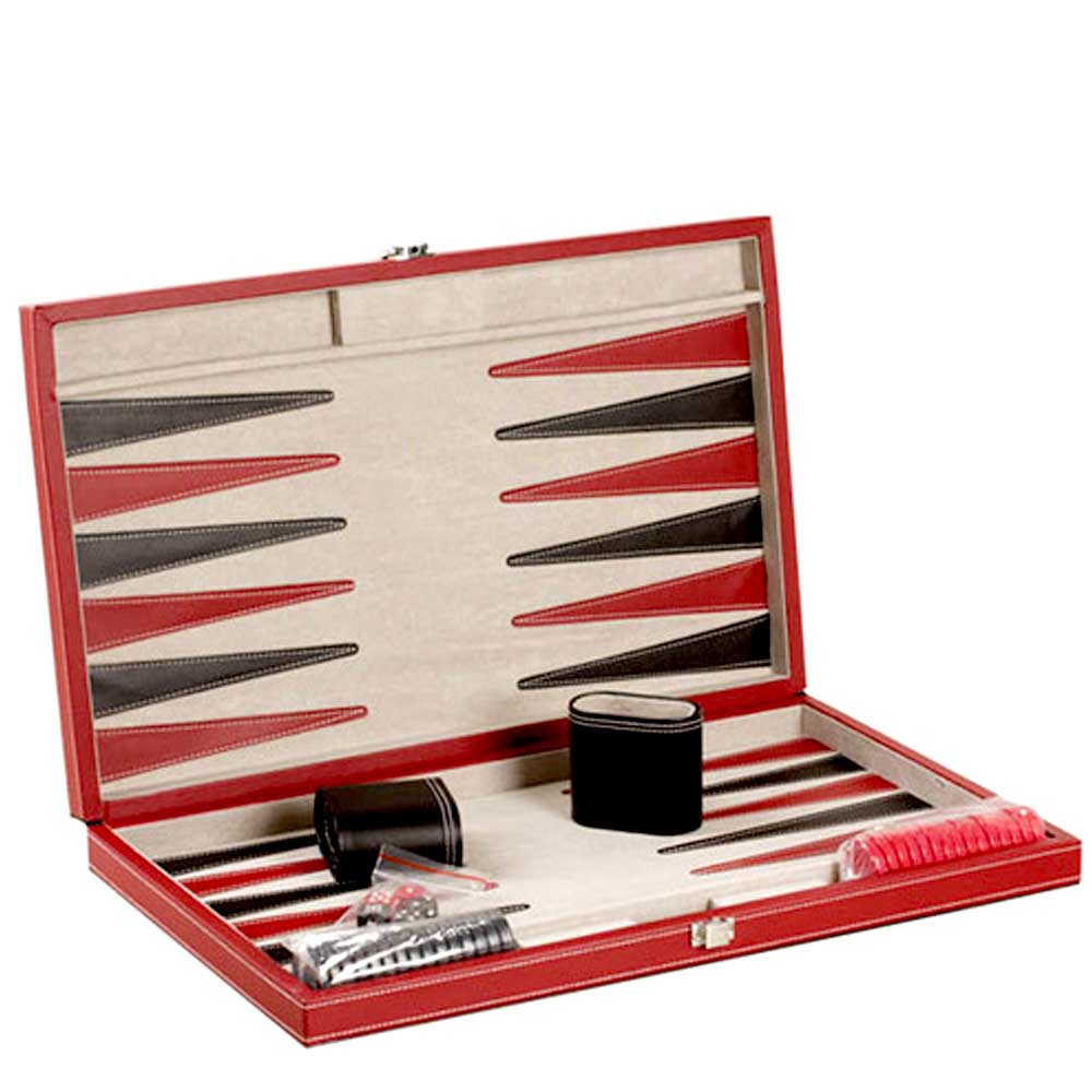 Backgammon Black & Red Leatherette : 15" or 18"