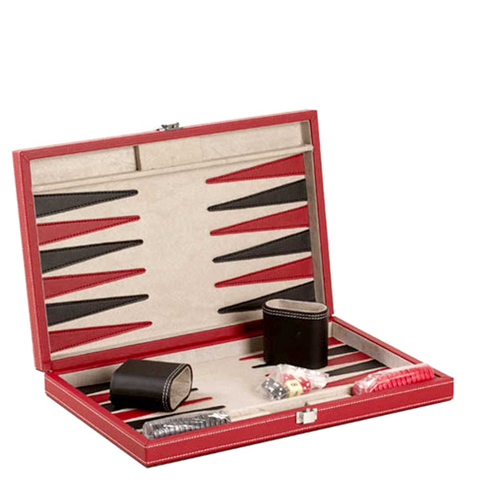 Backgammon Black & Red Leatherette : 15" or 18"