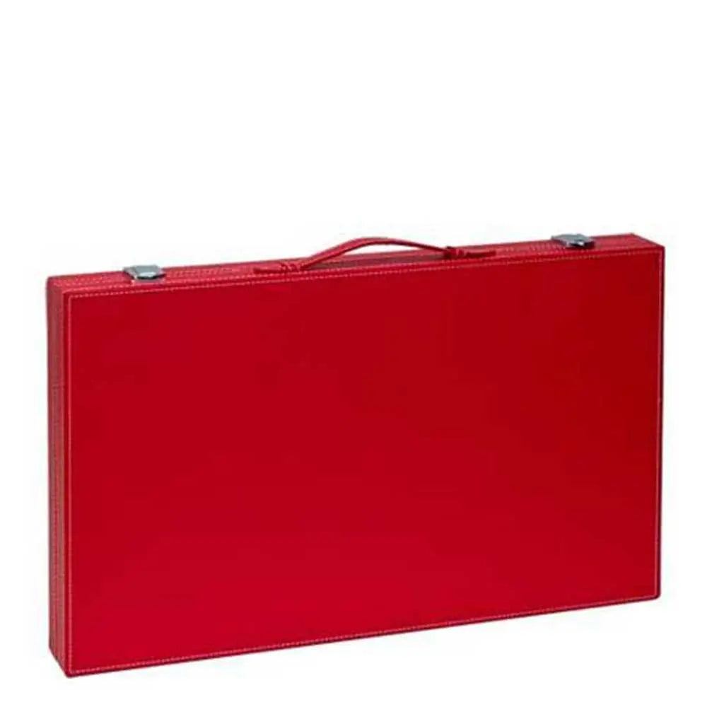 Red Backgammon Board Game Set 🎲 | Luxury Leatherette Classic Strategy Game with Dice & Chips G8Central