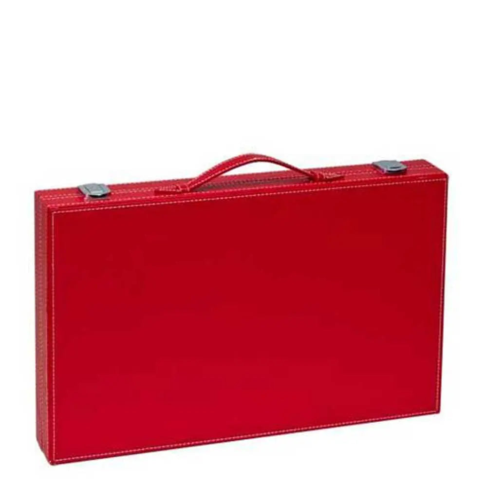 Red Backgammon Board Game Set 🎲 | Luxury Leatherette Classic Strategy Game with Dice & Chips G8Central