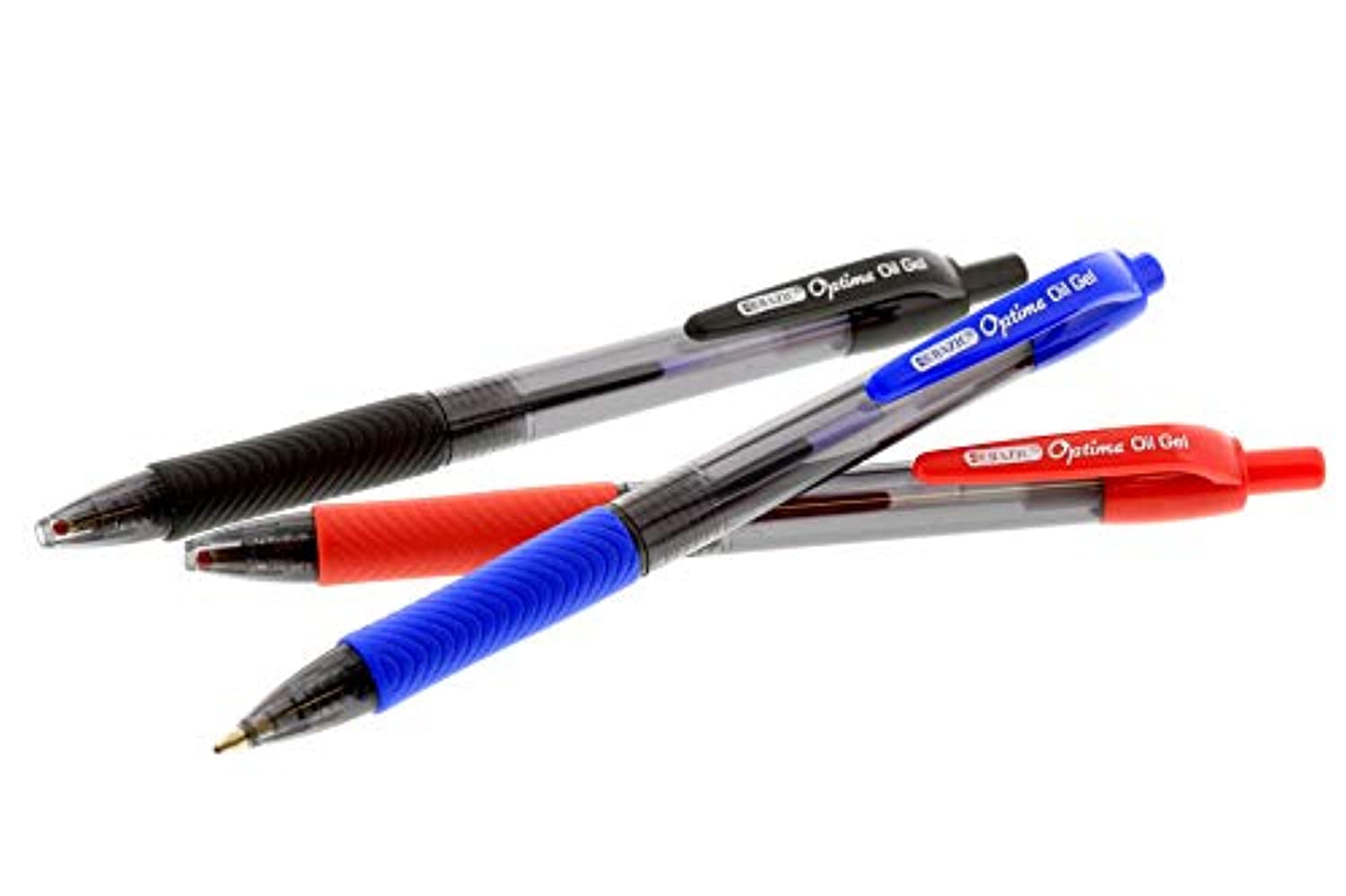 Optima Assorted Oil-Gel Ink Retractable Pen w/Grip (3/Pack)