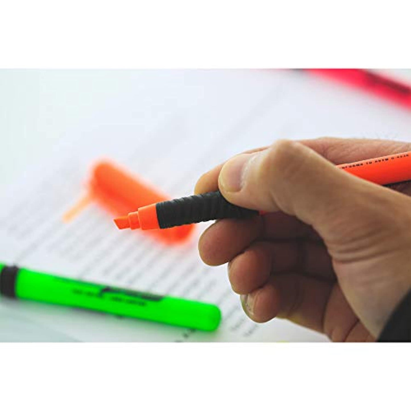 Pen Style Neon Highlighters w/Cushion Grip,Unscented Quick Dry (4/Pack)