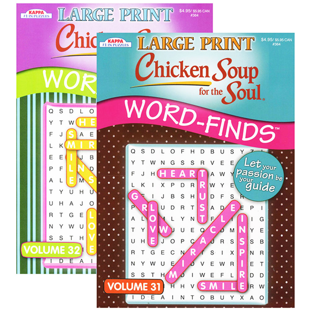 KAPPA Large Print Chicken Soup For The Soul Word Finds Puzzle Book | 2-Titles.