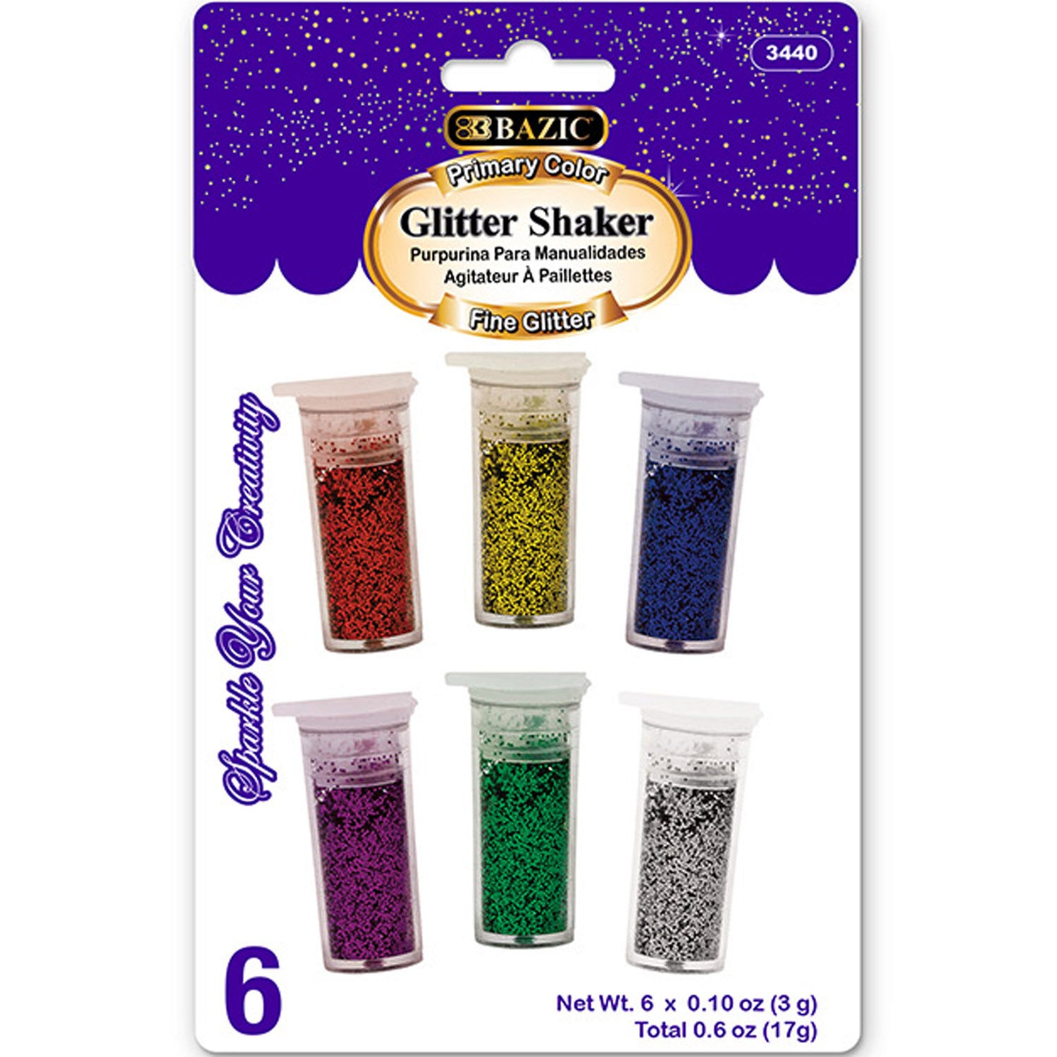 6-Primary Color Glitter Shaker | 0.10 oz (3gr)