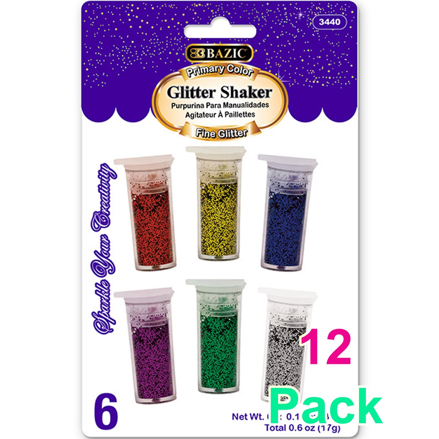 6-Primary Color Glitter Shaker | 0.10 oz (3gr)