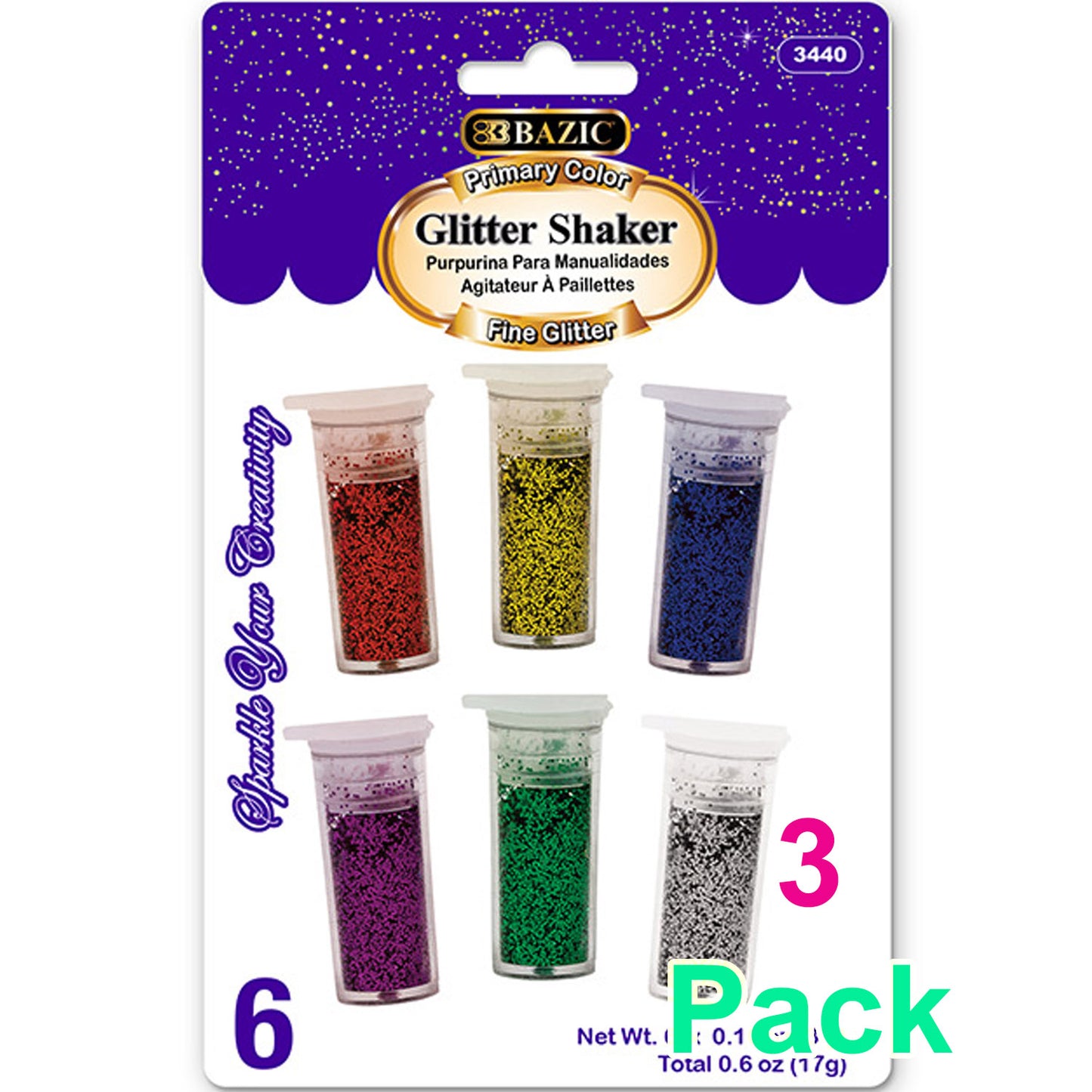 6-Primary Color Glitter Shaker | 0.10 oz (3gr)