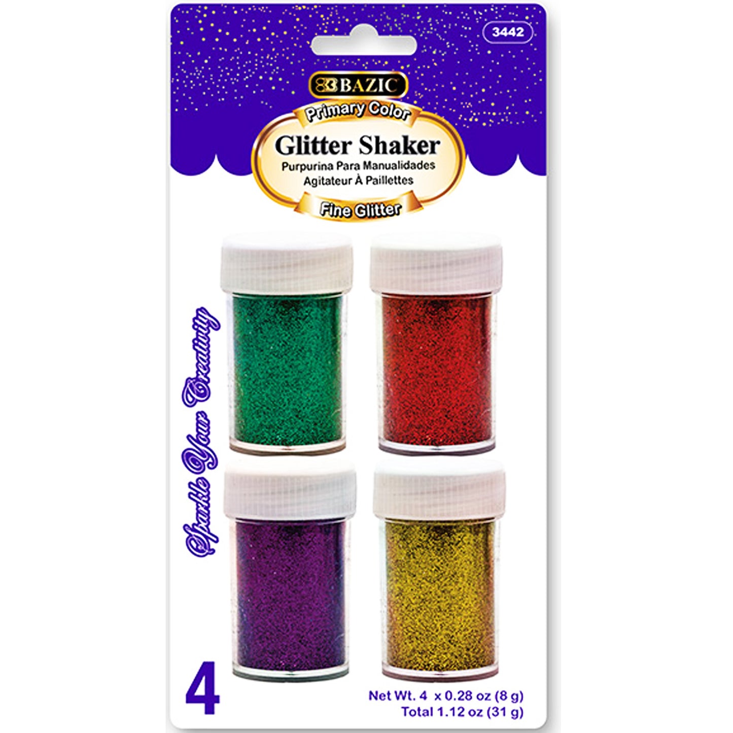 4-Primary Color Glitter Shaker | 0.28 oz (8gr)