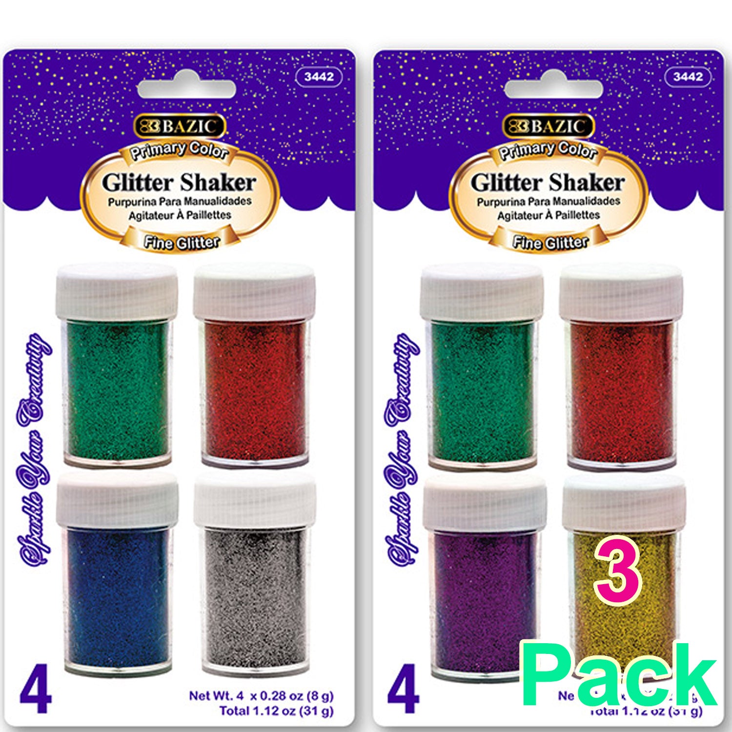 4-Primary Color Glitter Shaker | 0.28 oz (8gr)