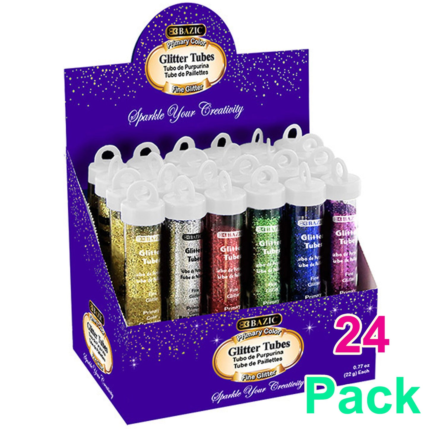 Neon Color Glitter Tubes w/Display Box, Washable Sparkle Non-toxic | 22g/0.77oz