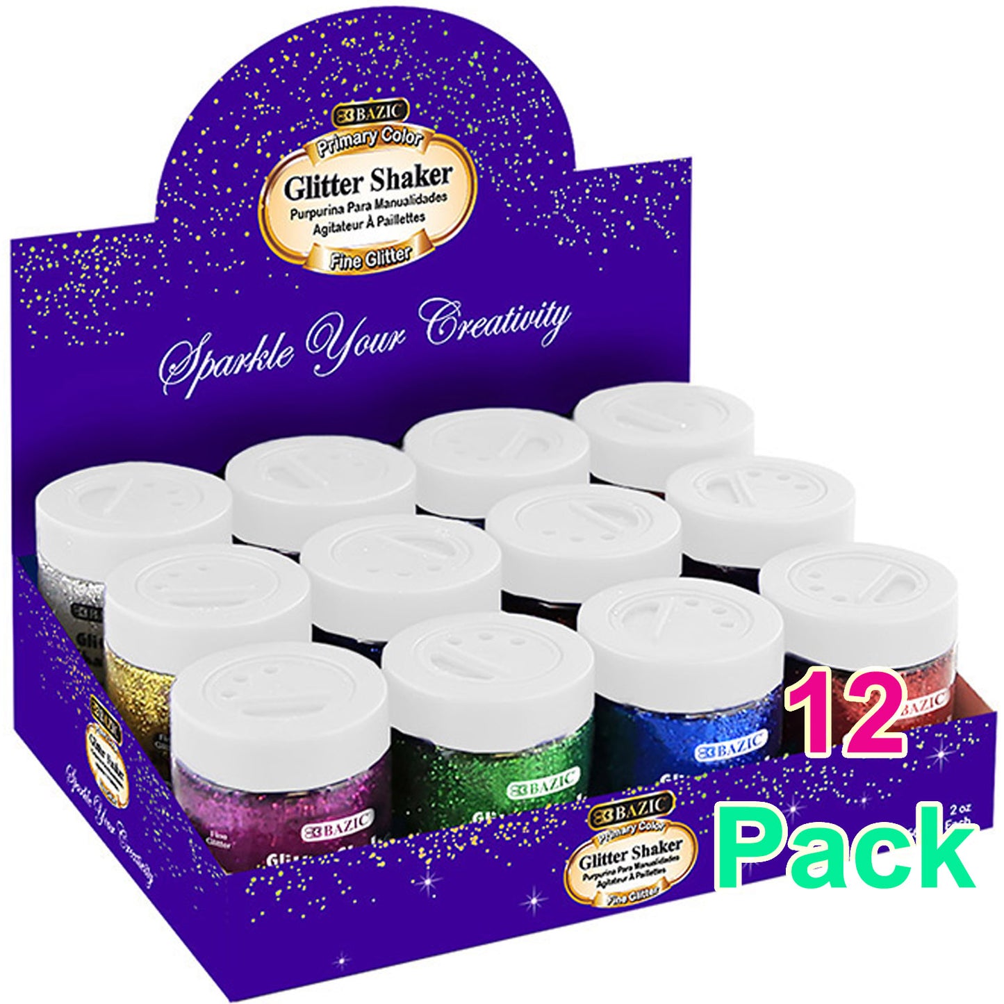 Primary Color Glitter Shaker w/Display Box, for | 2oz (56.6gr)