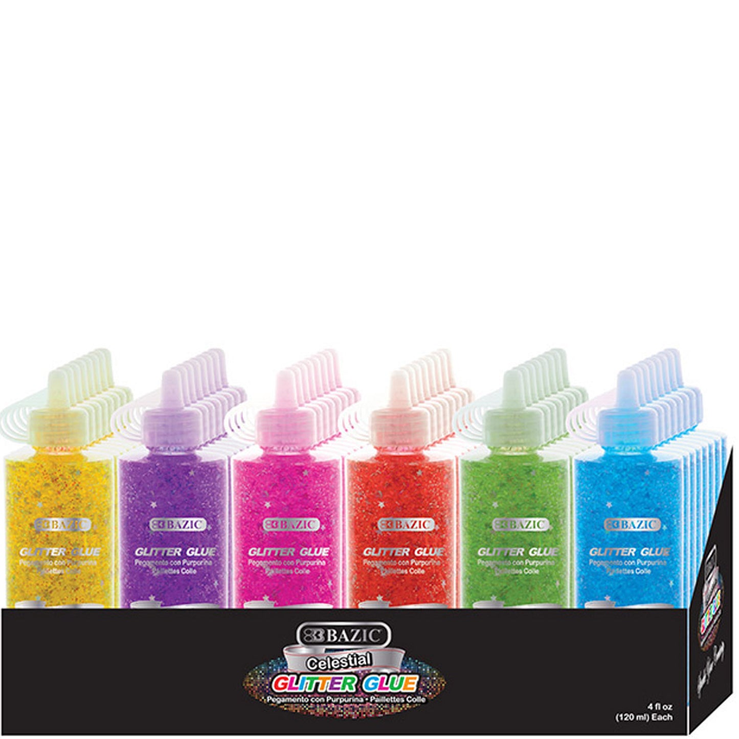 Glitter Glue Star &amp; Moon Sequins, Washable Sparkling Slime Colors | 4 FL OZ (120ml)