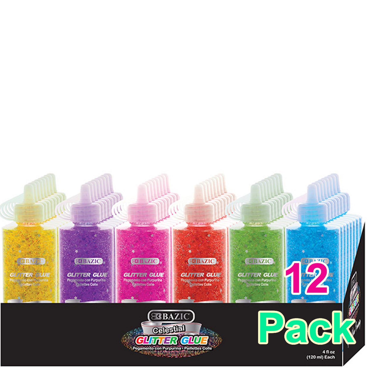 Glitter Glue Star &amp; Moon Sequins, Washable Sparkling Slime Colors | 4 FL OZ (120ml)