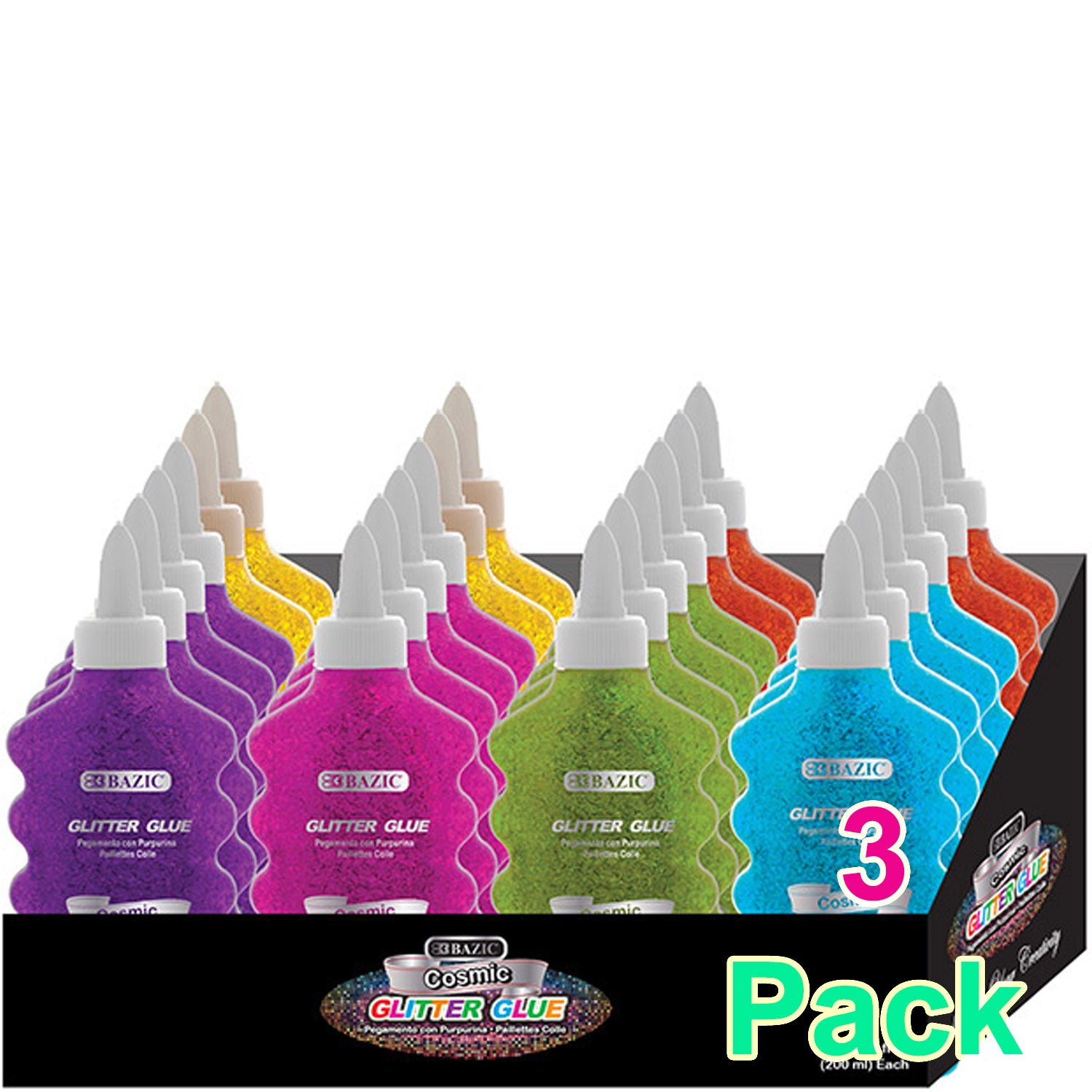 Glitter Glue Cosmic SeriesWashable Sparkling Slime Colors - 6.76 fl oz (200ml)3-Pack - G8 Central