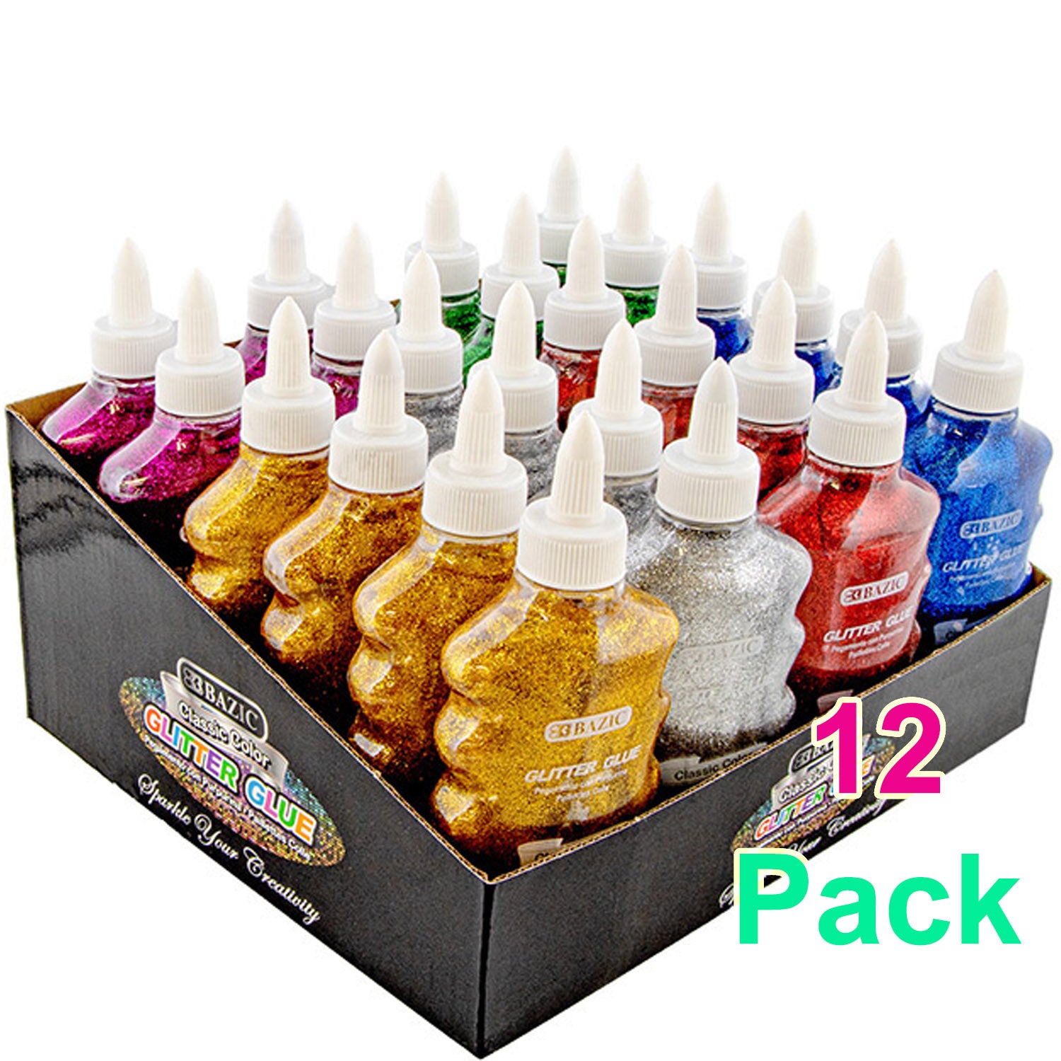 Neon Metallic Glue with Glitter Bottles for Arts and Crafts (20 ml