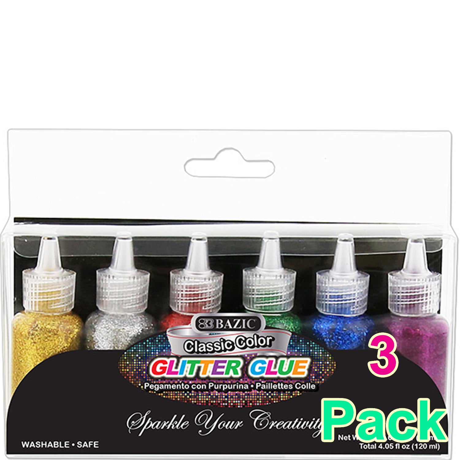 Classic Color Glitter Glue, Washable Sparkle Glowing Non-toxic | 0.67 FL OZ (20ml)