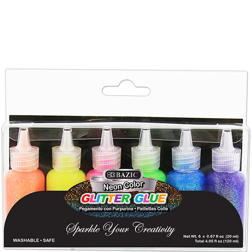 Neon Color Glitter Glue, Washable Sparkle Glowing Non-toxic | 0.67 FL OZ (20ml)