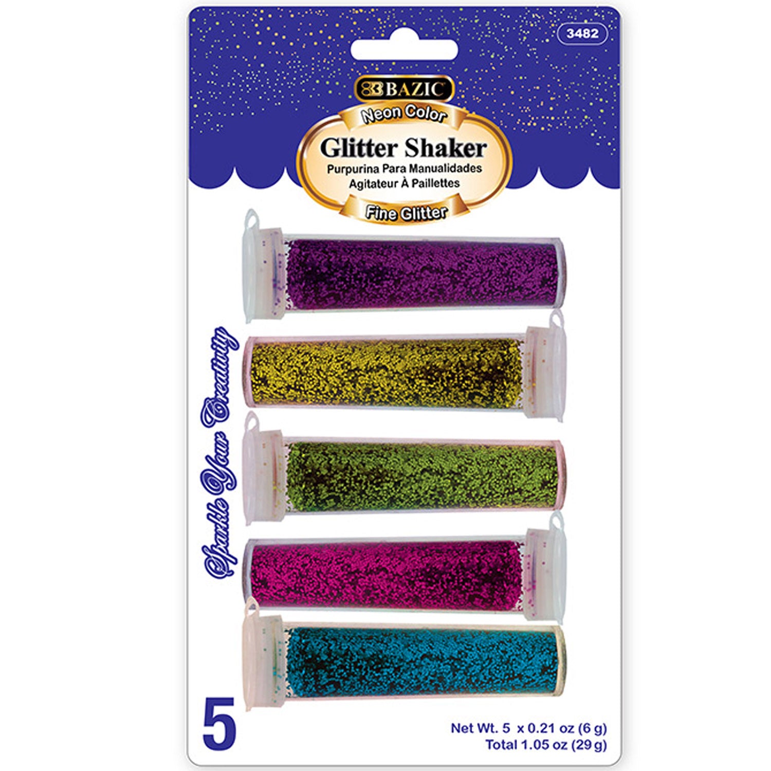 5 Neon Color Glitter Shaker | 0.10 oz (3gr)