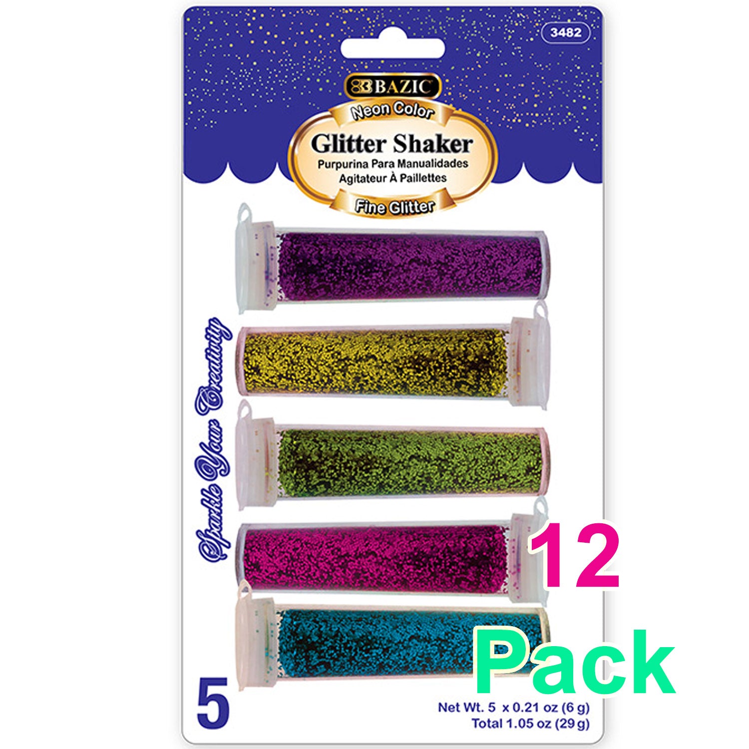 5 Neon Color Glitter Shaker | 0.10 oz (3gr)
