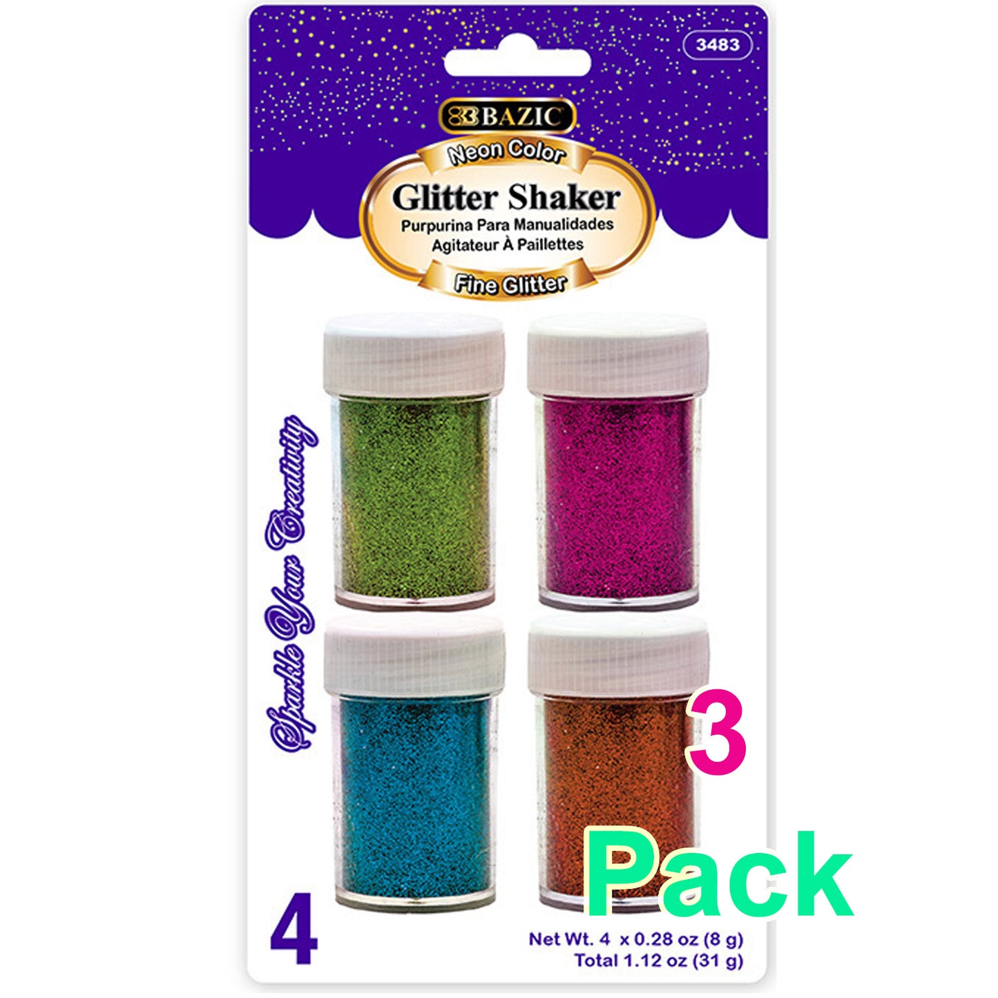 4 Neon Color Glitter Shaker | 0.10 oz (3gr)