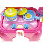 Portable Kids Kitchen Cooking Set Toy With Lights And Sounds, Folds Into Step Stool G8Central