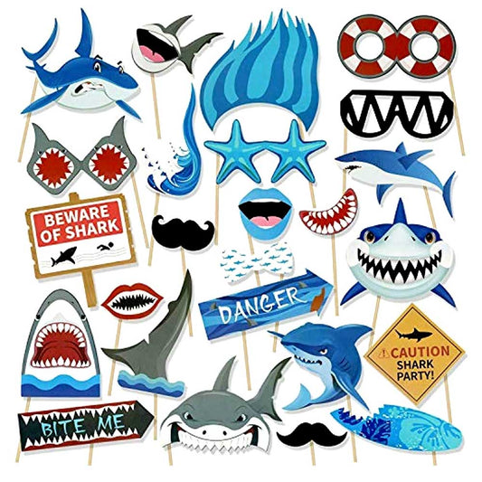 Photo Booth Props Sharks | Set of 25