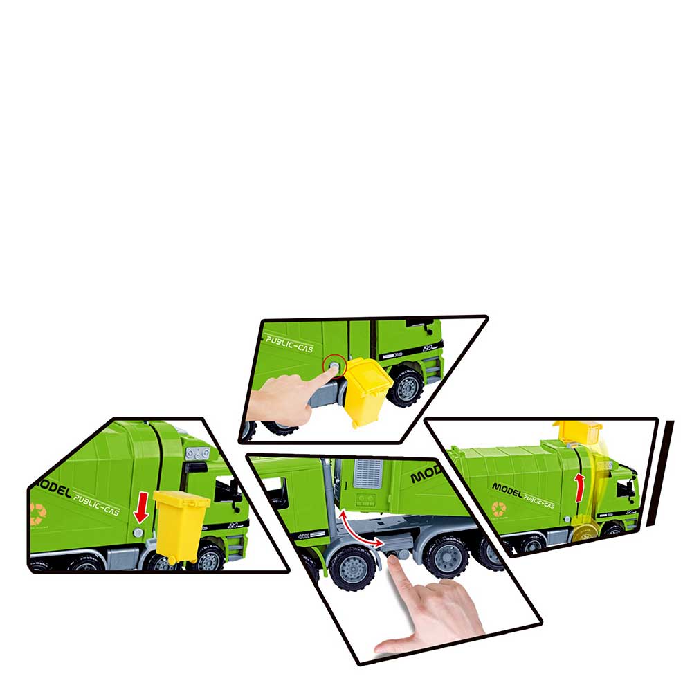 14" Friction Powered Recycling Garbage Truck
