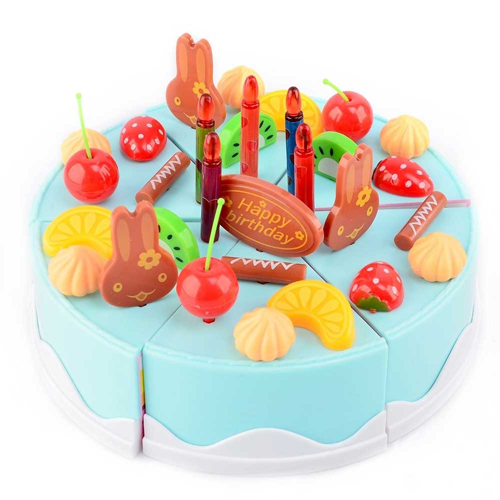 Birthday Cake 75pcs Pretend Play Food Toy Set | Blue