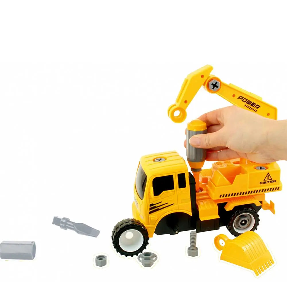 Take-A-Part Friction Powered Construction Trucks With Crane, Excavator, Mixer, Dump Truck G8Central