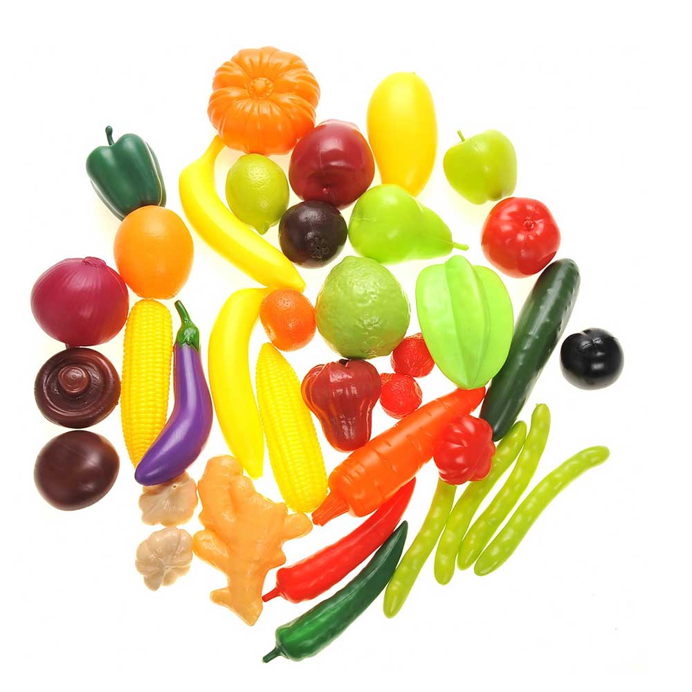 Fruits And Vegetables Shopping Basket Grocery Play Food Set For Kids