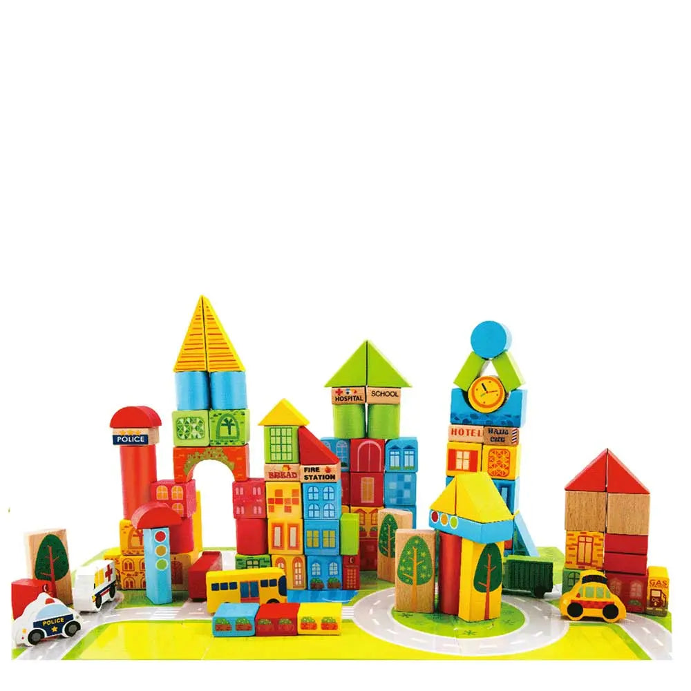 City Transportation Wooden Building Blocks 100 pc G8Central