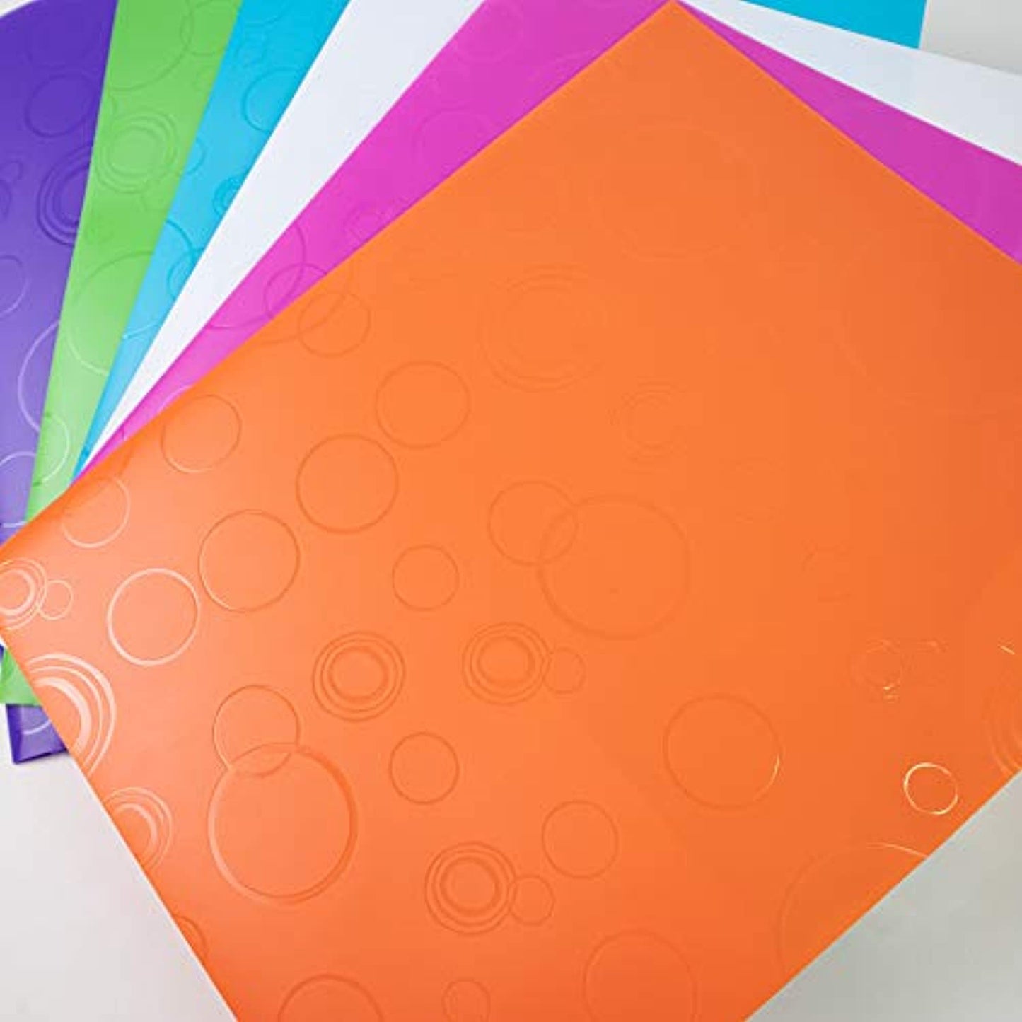 BAZIC Bubble Embossed 2-Pockets Poly Portfolio, Letter Size Assorted Colors Plastic Folder Holder Padfolio for Resume Interview Office Business Legal Document Papers Organizer, 6-Pack.