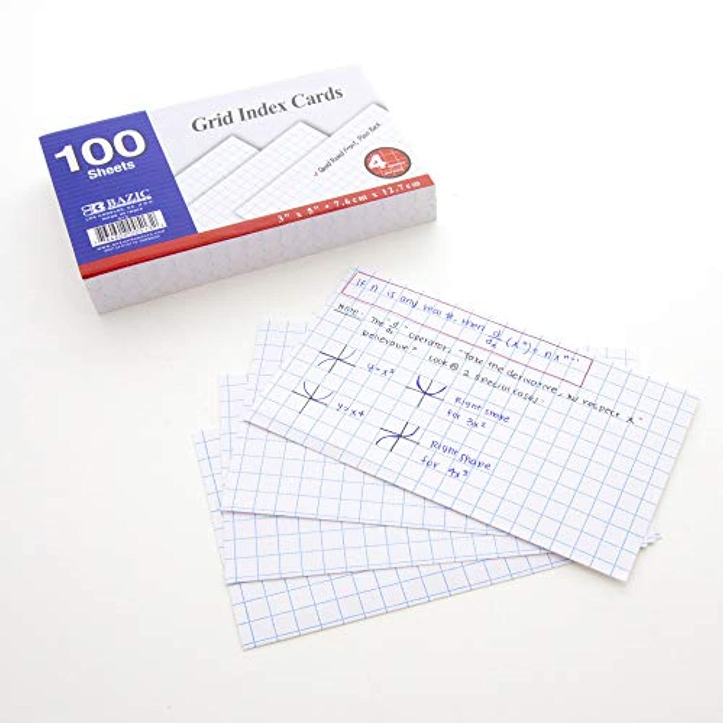 Gtrid Index Card 100 Ct. 3" X 5" Quad Ruled 4-1" White.