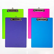 Bright Color PVC Standard Clipboard Low Profile Clip, A4 Letter Size, Business Office School Teacher Student College, Assorted 4 Colors, 4-Pack.