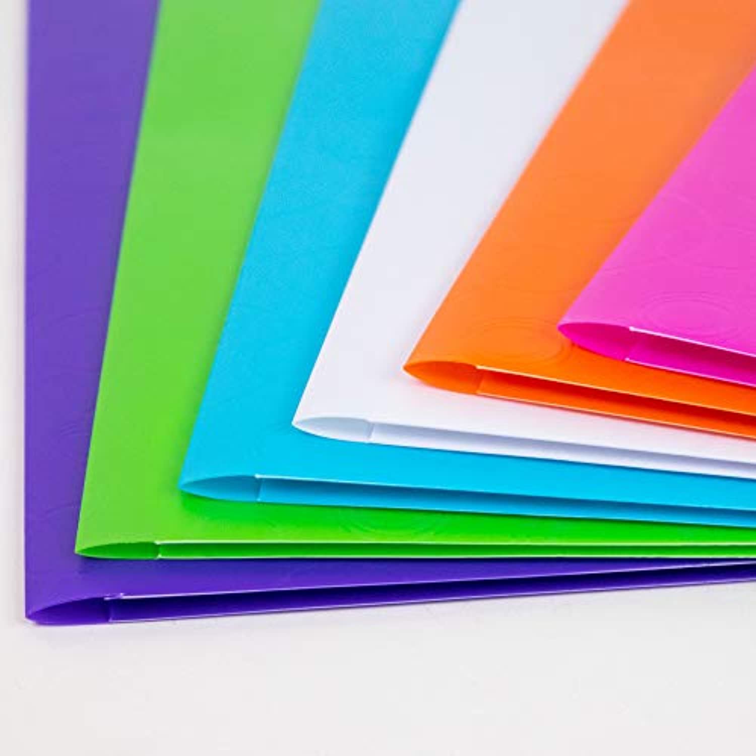 BAZIC Bubble Embossed 2-Pockets Poly Portfolio, Letter Size Assorted Colors Plastic Folder Holder Padfolio for Resume Interview Office Business Legal Document Papers Organizer, 6-Pack.