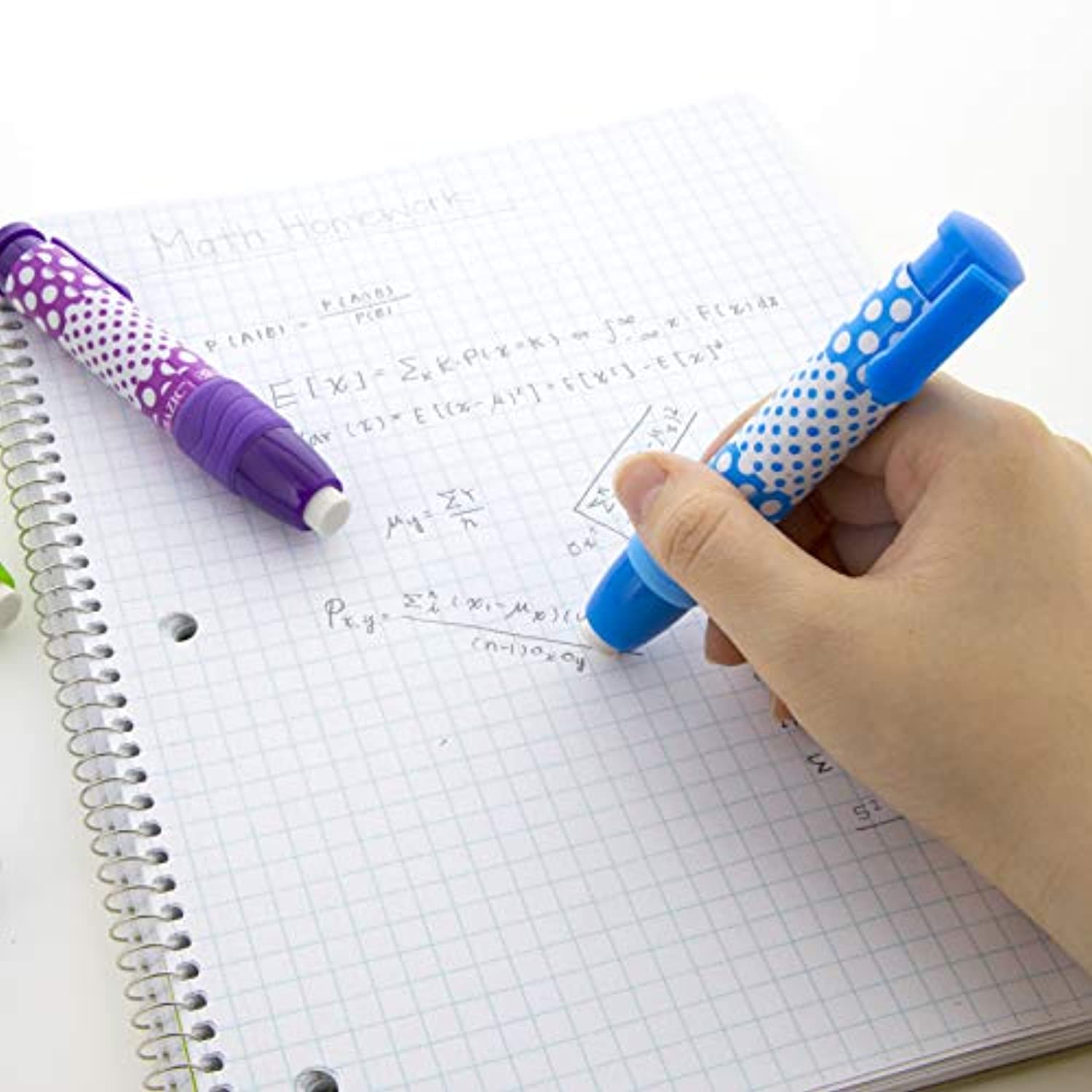 Dot.ted Retractable Stick Erasers, Mechanical Pencil Eraser Pen Eraser, Assorted Color