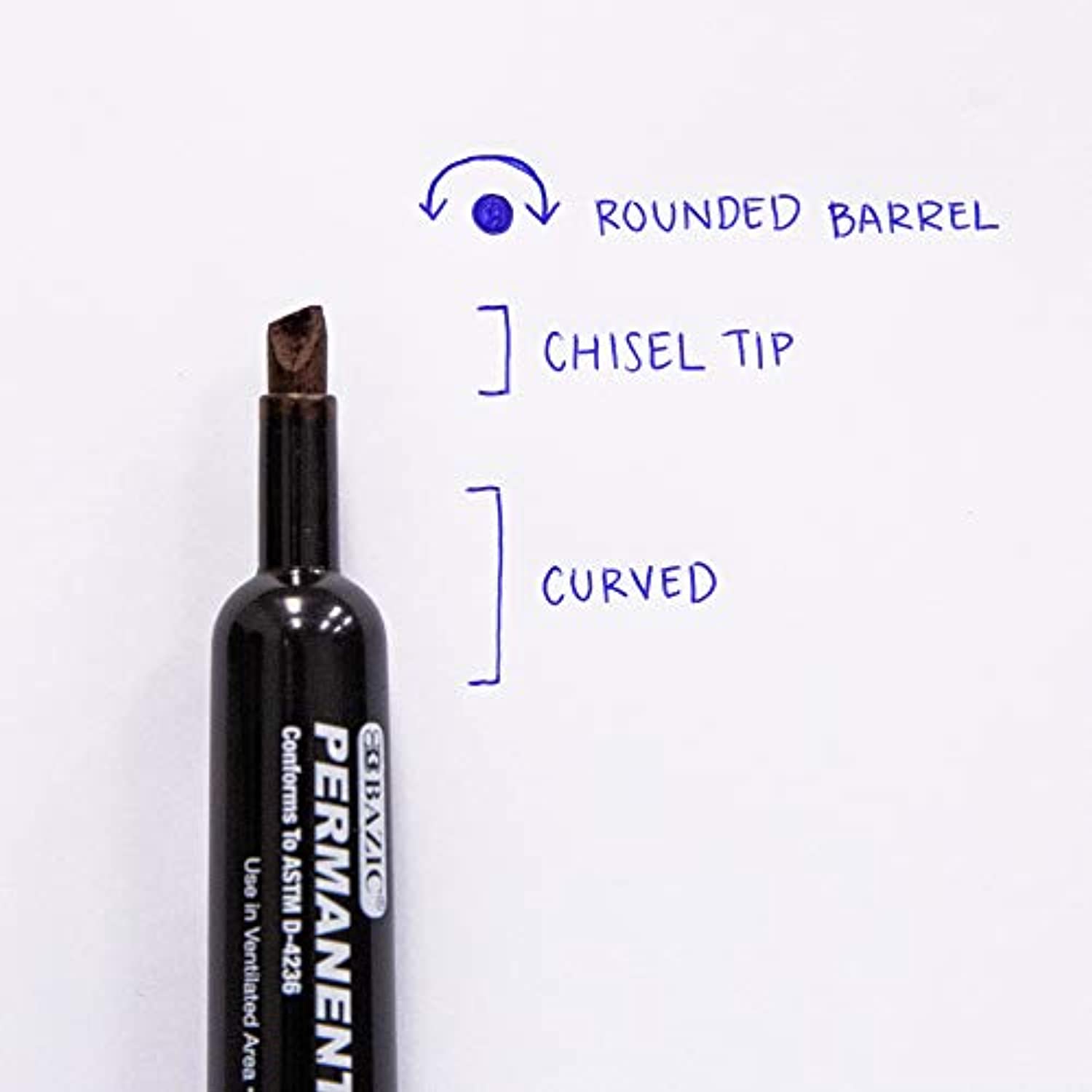 Permanent Markers Chisel Tip Desk Style  (3/Pack) | Asst. Color/Black.