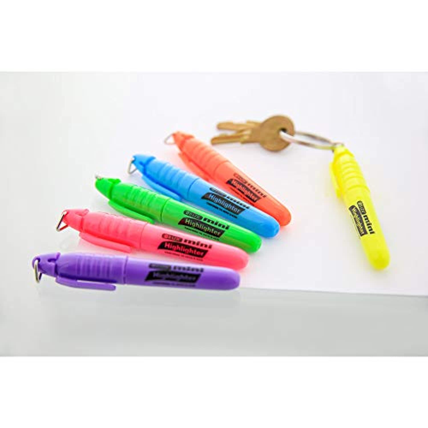Mini Fluorescent Highlighter w/Cap Clip, Chisel Tip Neon Unscented Quick Dry (4/Pack)