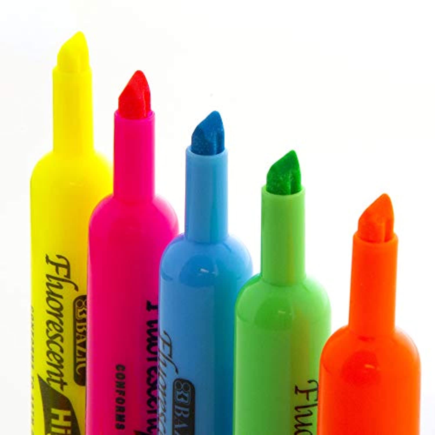 Assorted Colors Desk Style Neon Highlighters, Unscented Quick Dry (3/Pack)