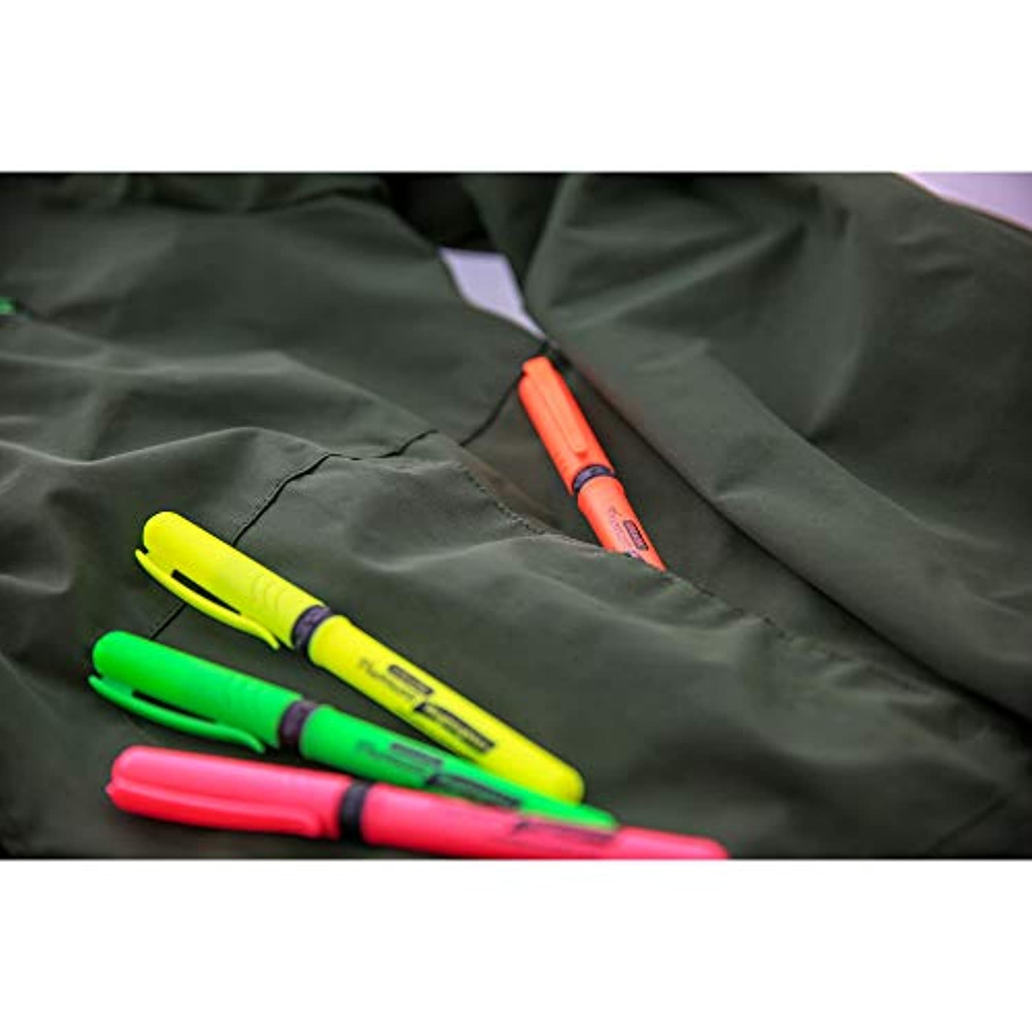 Pen Style Neon Highlighters w/Cushion Grip,Unscented Quick Dry (4/Pack)