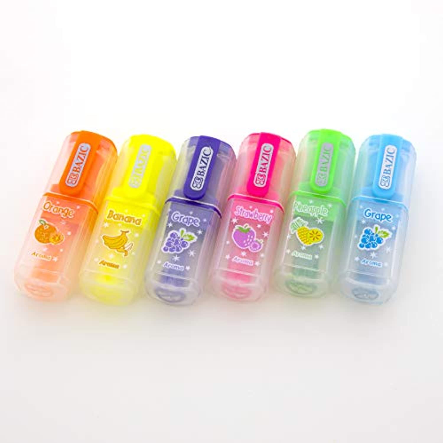 Fruit Scented Mini Highlighters, Assorted Color Liquid Highlighters (6/Pack)