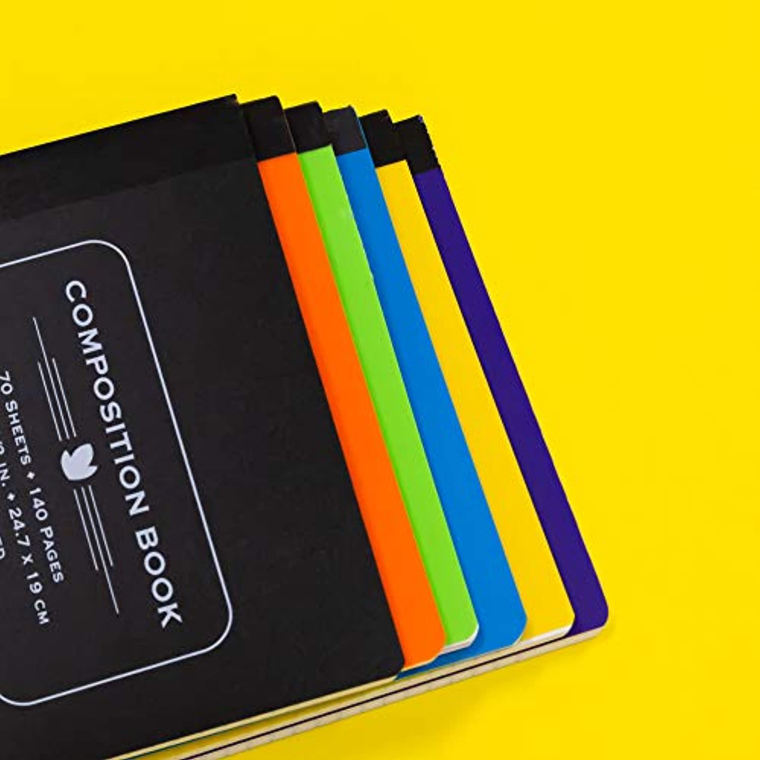 BAZIC College Ruled 70 Sheets Poly Cover Composition Book, Elegant Comp Books Writing Journal Notebook with Lined Paper, Home School Office Supplies for Student Class Schedule, 48-Pack.
