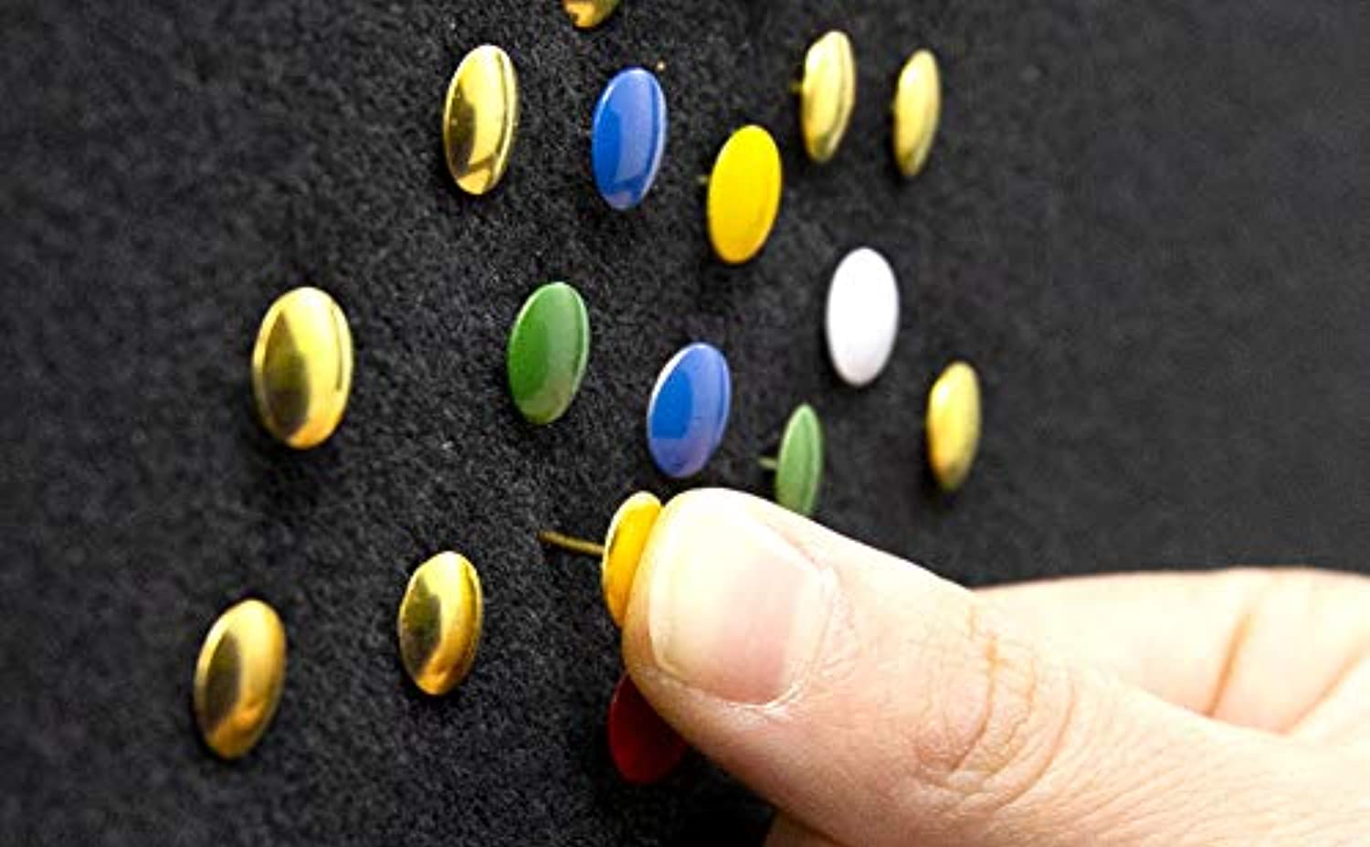 BAZIC Gold Metallic Push Pins Thumb Tacks, 3/8 Inch Flat Head Steel Metal Push Pin Thumbtack Sharp Points for Cork Bulletin Board Posters Craft Picture Office Home School (200/Pack), 1-Pack.