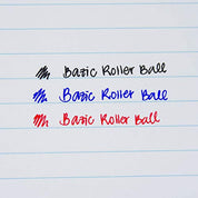 BAZIC York Black Rollerball Pen 0.7mm, Grip Cushion, Quick-Drying Regulator Liquid Ink Pens Smooth Writing (3/Pack), 1-Pack.