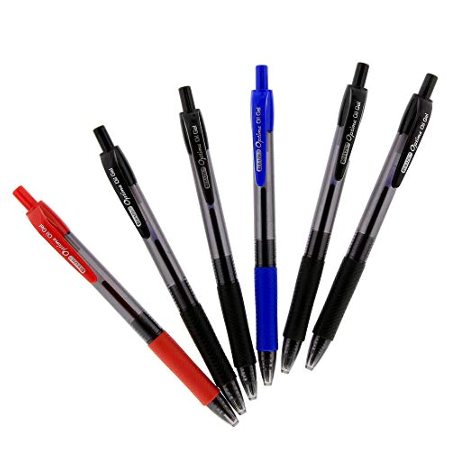 Optima Assorted Oil-Gel Ink Retractable Pen w/Grip (3/Pack)