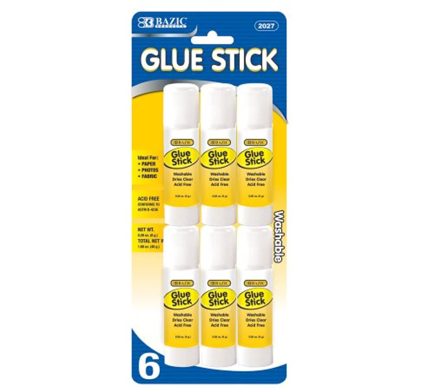 BAZIC 8g/0.28 Oz. Small Glue Stick, White Multi-Purpose Acid Free, Ideal for Photos Paper Kids Art Craft at School Home Office (6/Pack), 1-Pack.