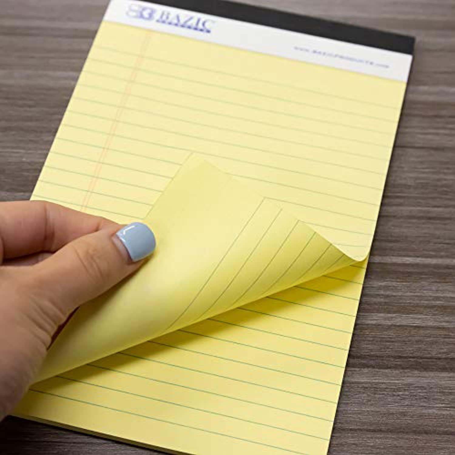 BAZIC 50 Ct. 5" X 8" Canary Jr. Perforated Writing Pad, Lined Ruled Memo Writing Papers Pads, Note Paper for Taking Notes, Yellow(2/Pack), 6-Pack (Total 12 Pads).