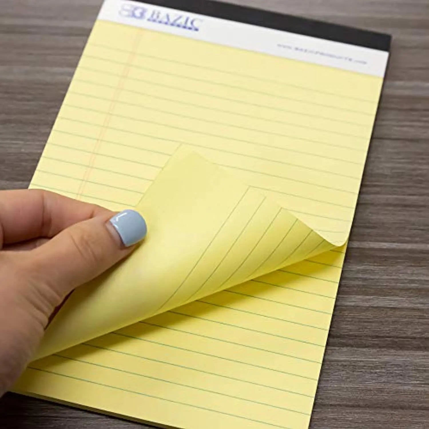 BAZIC 50 Ct. 5" X 8" Canary Jr. Perforated Writing Pad, Lined Ruled Memo Writing Papers Pads, Note Paper for Taking Notes, Yellow(2/Pack), 6-Pack (Total 12 Pads).