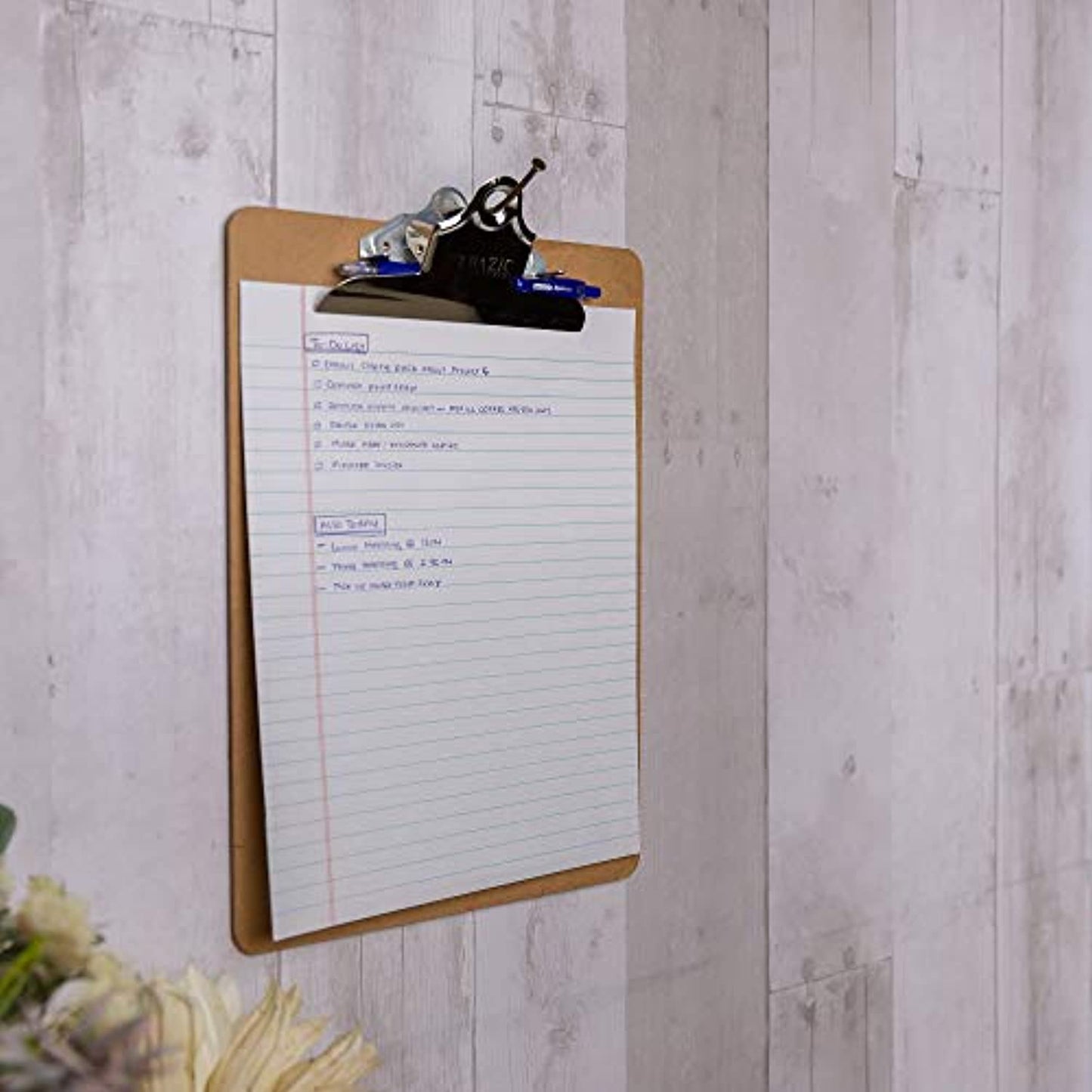 Wood Hardboard Clipboard w/Sturdy Spring Clip, 12.5" x 9" Fit A4 Letter Size Paperboard Strong &amp; Large Capacity, Business Office School Teacher Student College, 4-Pack.